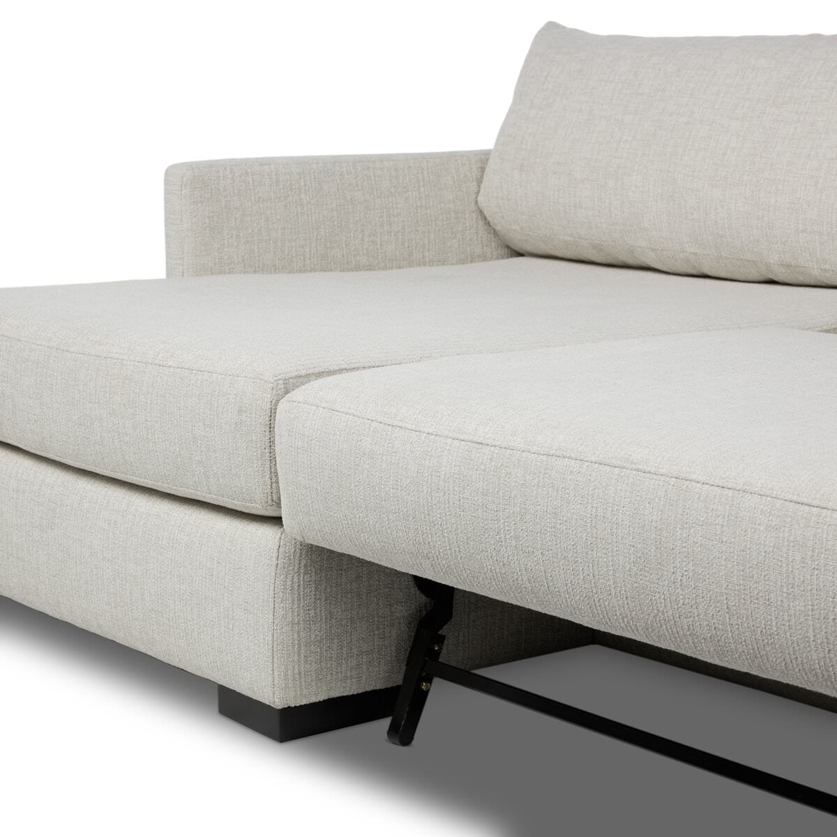 Close up of Four Hands Wickham 2-Piece Sleeper Sectional in Alameda Snow on a white background at Addison West