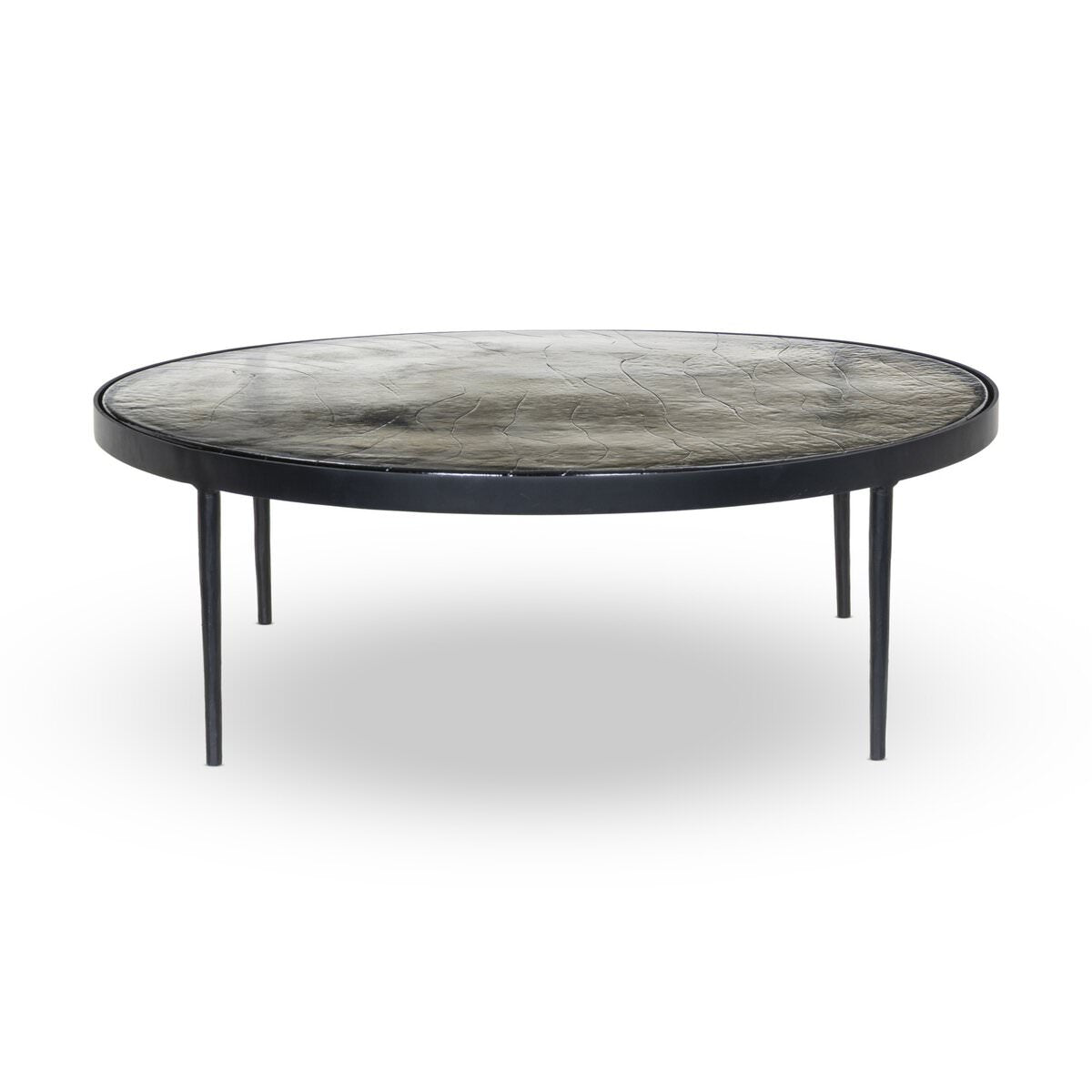 Four Hands Yoko Grand Coffee Table in Clear Cast Glass on a white background at Addison West