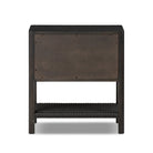 Back of Four Hands Zuma Nightstand in Smoked Black Ash Veneer on a white background at Addison West
