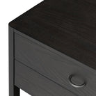 Close up of Four Hands Zuma Nightstand in Smoked Black Ash Veneer on a white background at Addison West