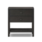 Four Hands Zuma Nightstand in Smoked Black Ash Veneer on a white background at Addison West
