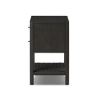 Side of Four Hands Zuma Nightstand in Smoked Black Ash Veneer on a white background at Addison West