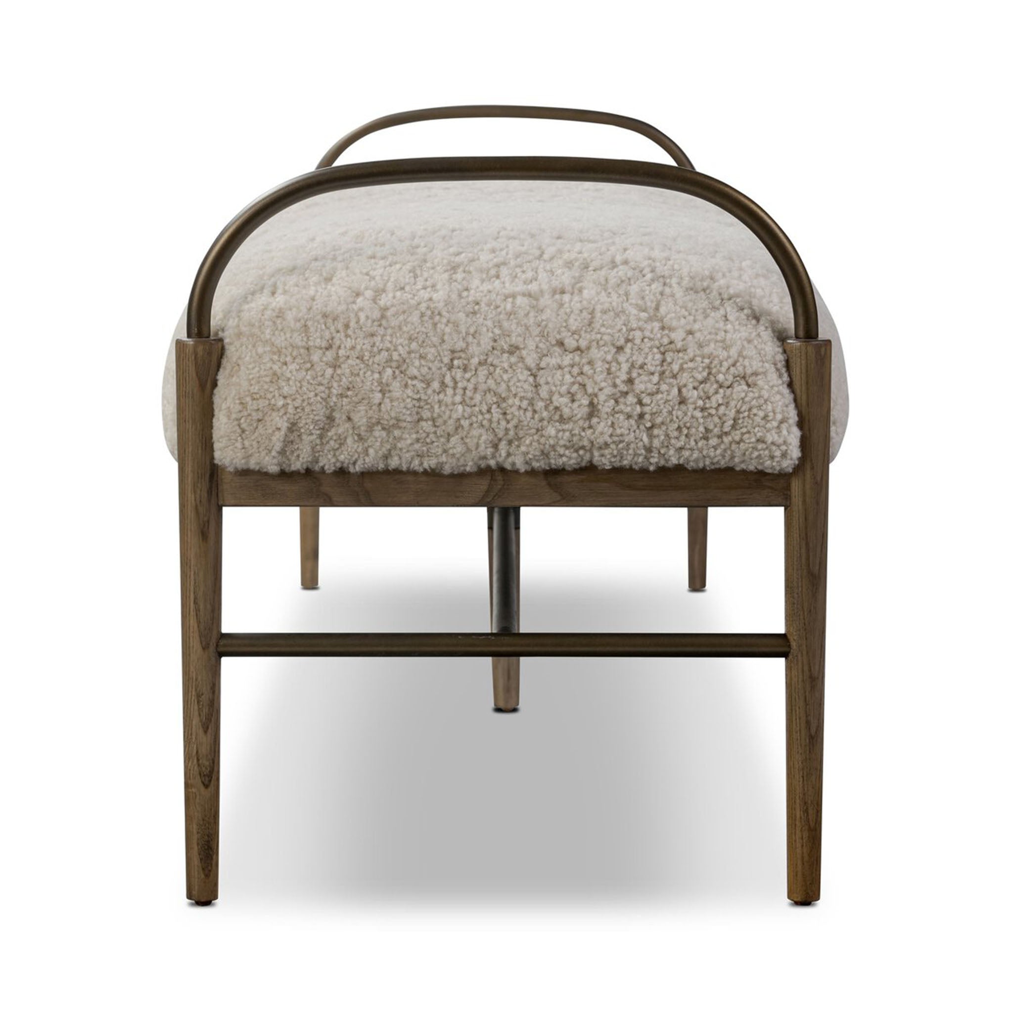 Four Hands + Amber Lewis Demi Accent Bench in Beige Shearling - Addison West