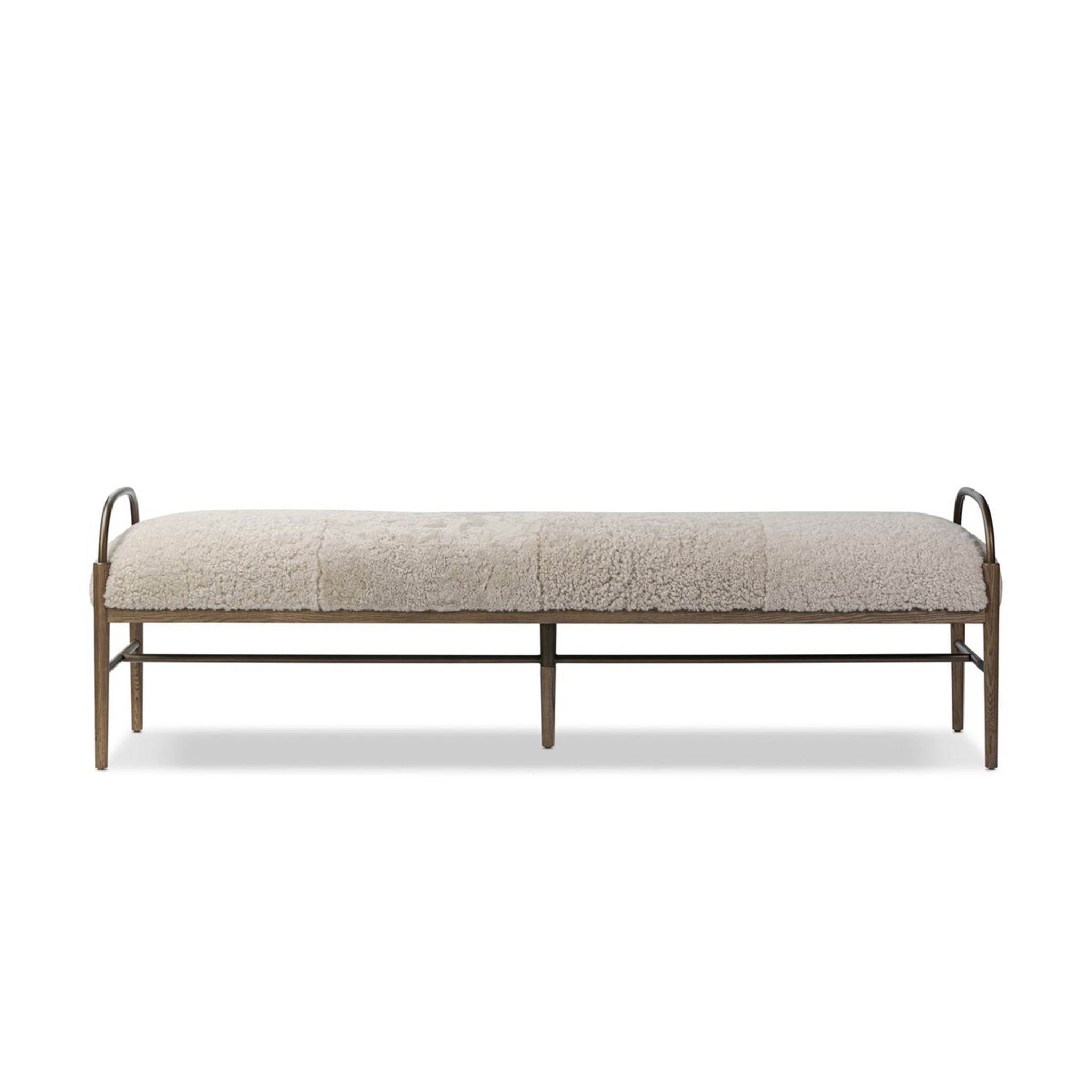Four Hands + Amber Lewis Demi Accent Bench in Beige Shearling - Addison West