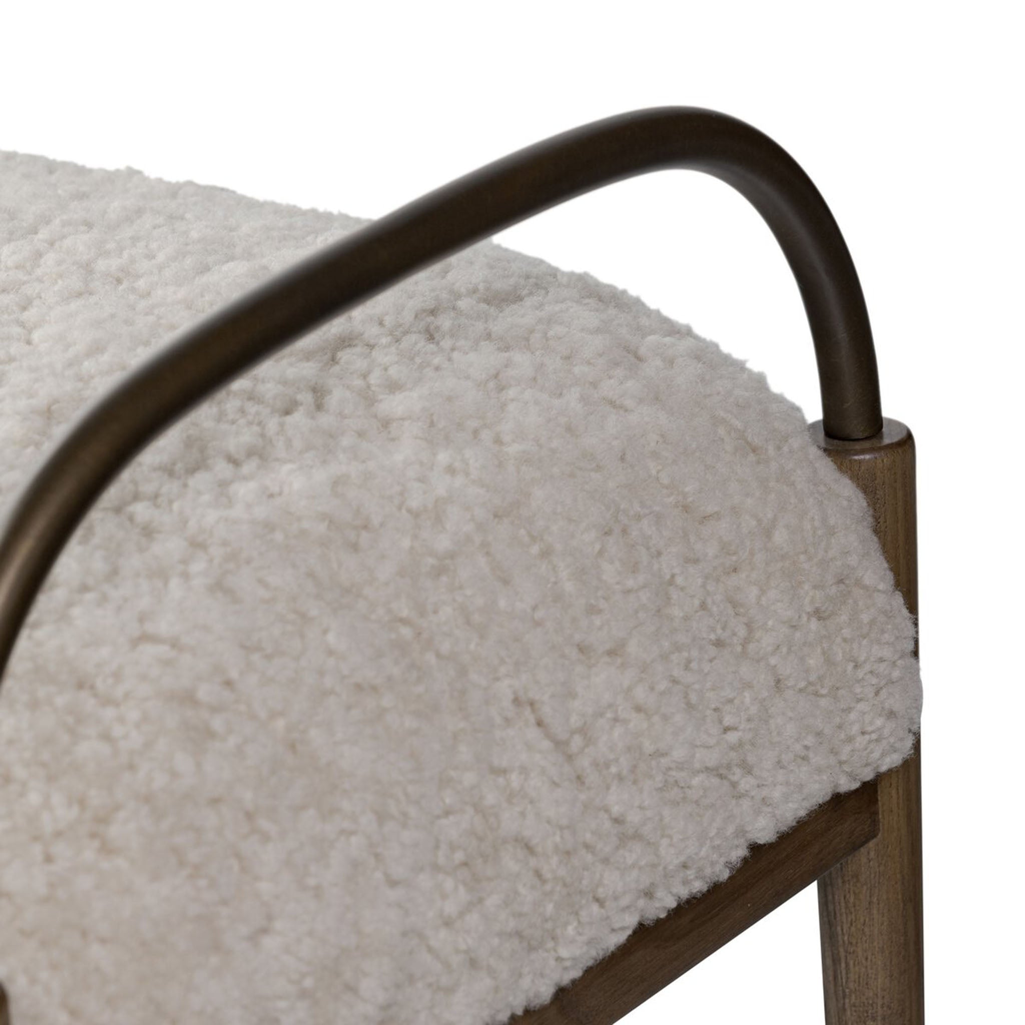 Four Hands + Amber Lewis Demi Accent Bench in Beige Shearling - Addison West
