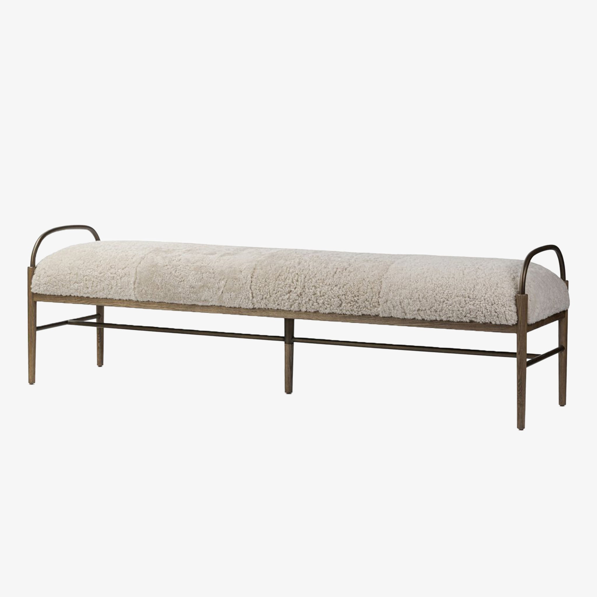 Four Hands + Amber Lewis Demi Accent Bench in Beige Shearling - Addison West