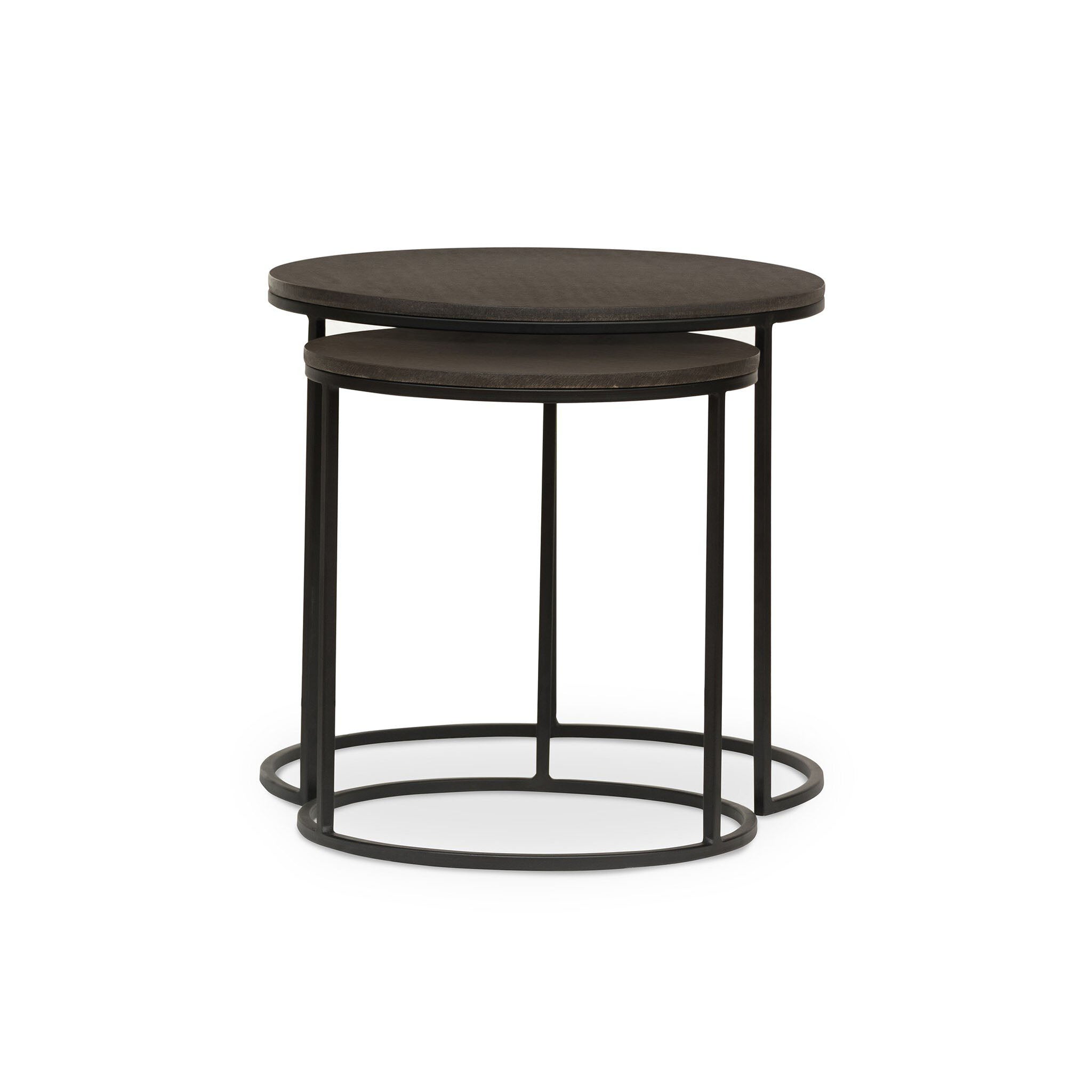 Four Hands Lavastone Nesting Tables in Black Lavastone on a white background