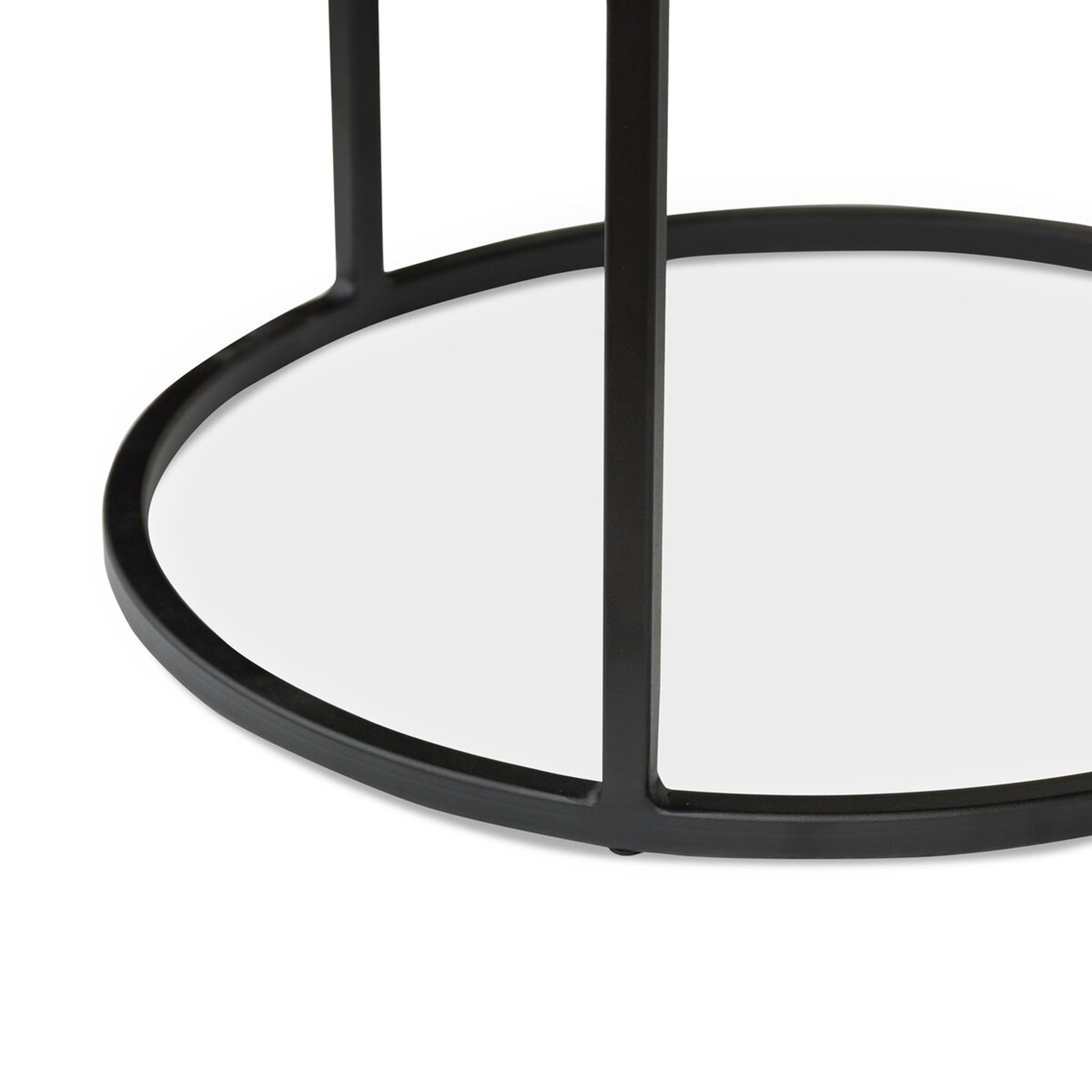 Close up of Four Hands Lavastone Nesting Tables in Black Lavastone on a white background