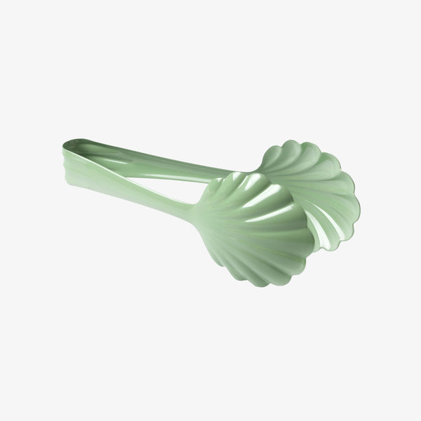 Scallop French Serving Tongs in Seafoam Green on a white background