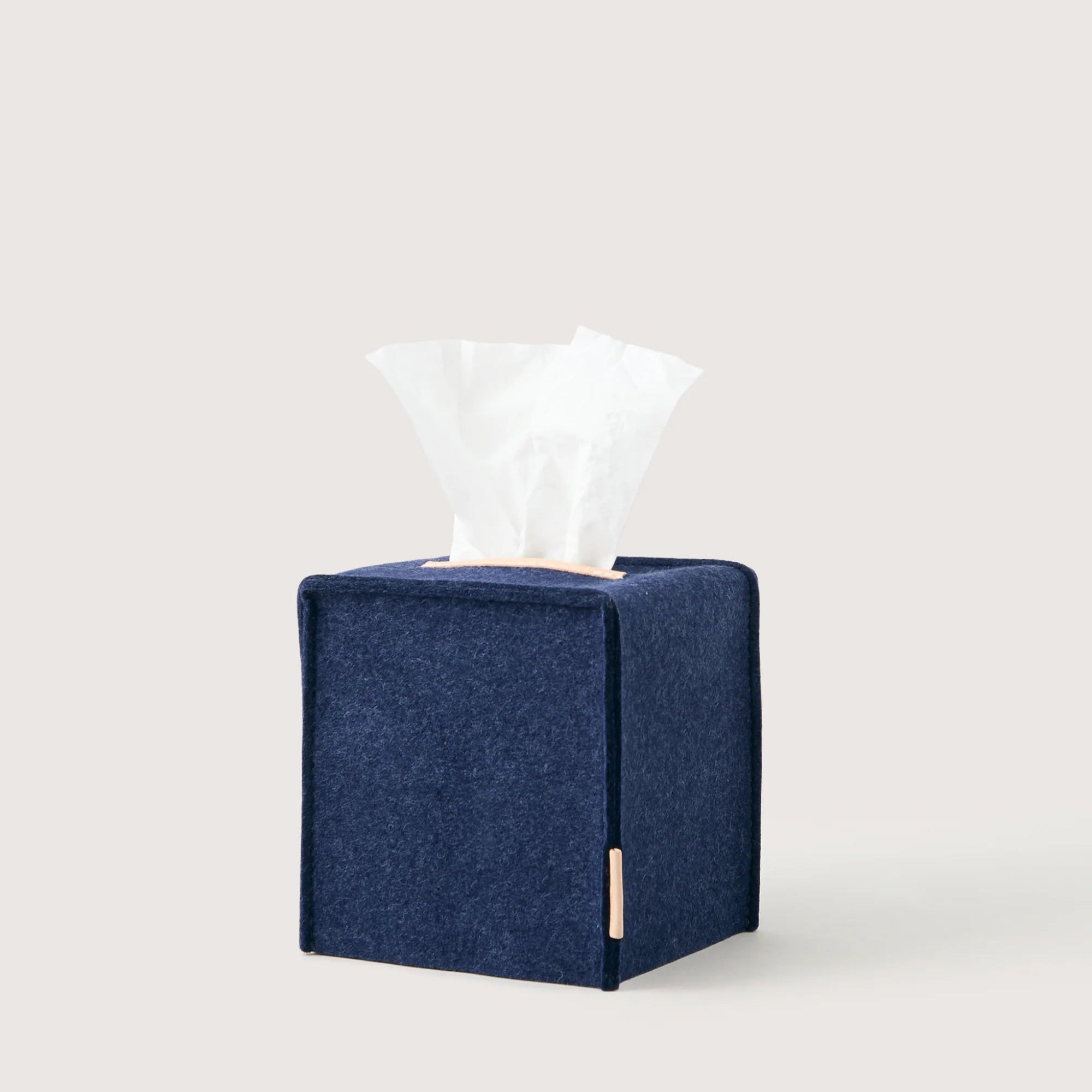 Graf Lantz Merino Wool Tissue Box Cover in Denim on a white background at Addison West