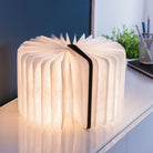 Ginkgo Smart Book Light in Walnut on a desk at Addison West
