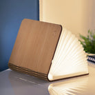 Ginkgo Smart Book Light in Walnut on a desk at Addison West