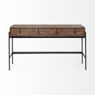 Glenn III 56L x 14W Dark Brown Wood w/ Black Iron Frame, 4 Drawer Console Table on a white background