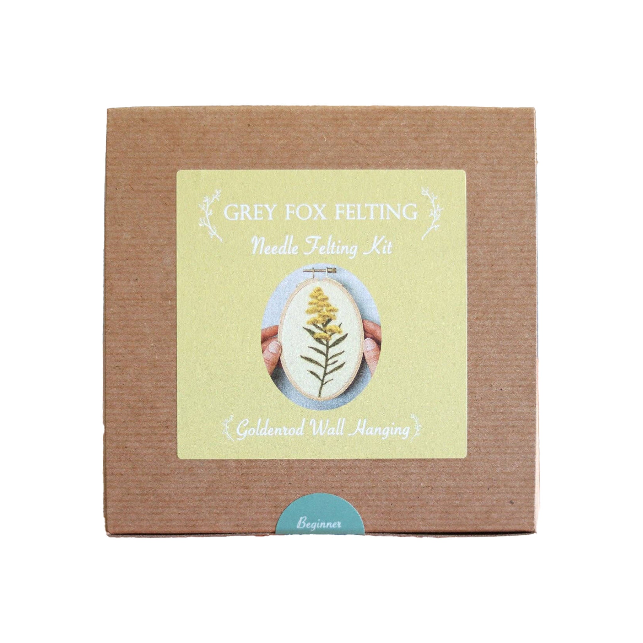 Goldenrod Wall Hanging Needle Felting Kit in a craft box on a white background