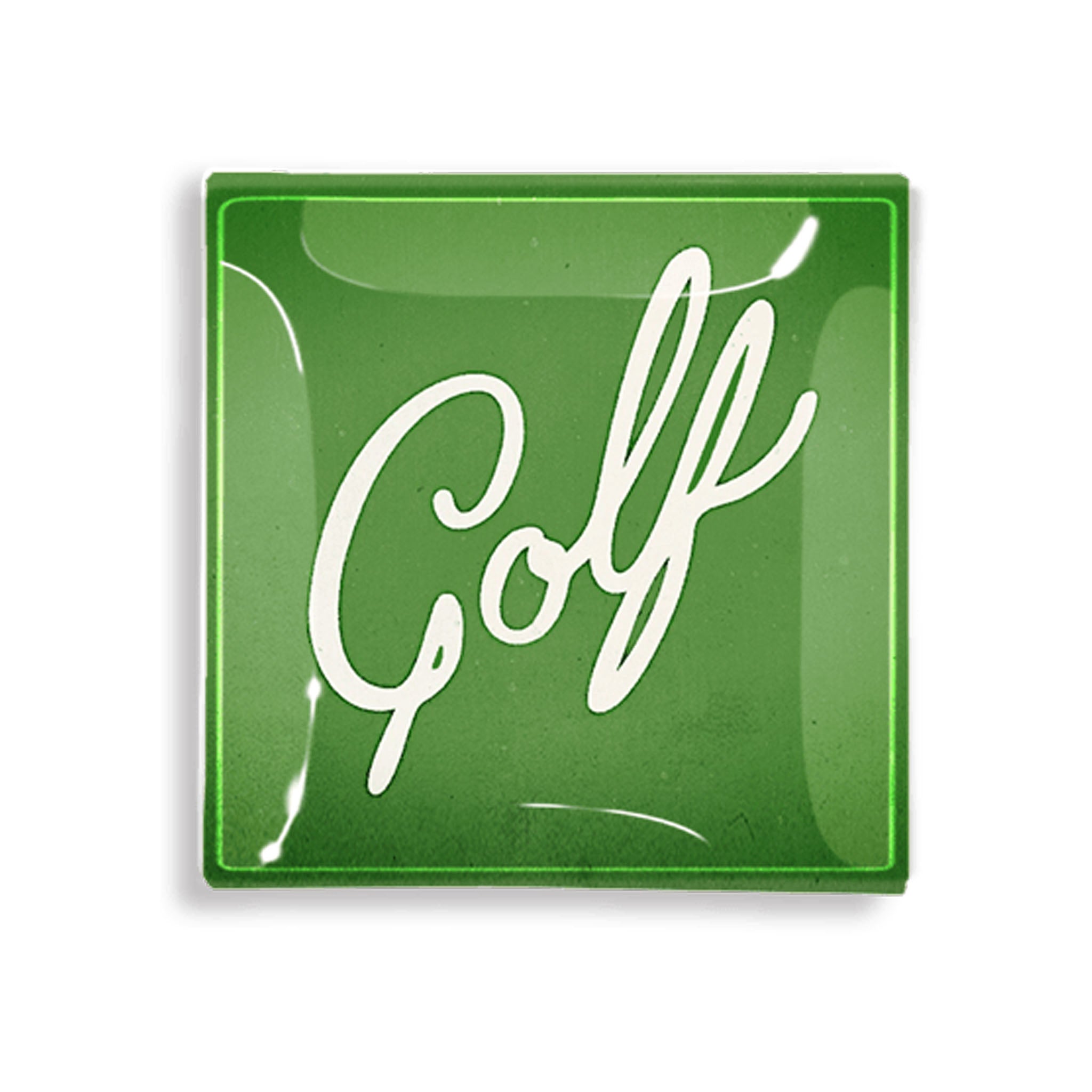 Green Golf Decoupage Glass Tray on a white background