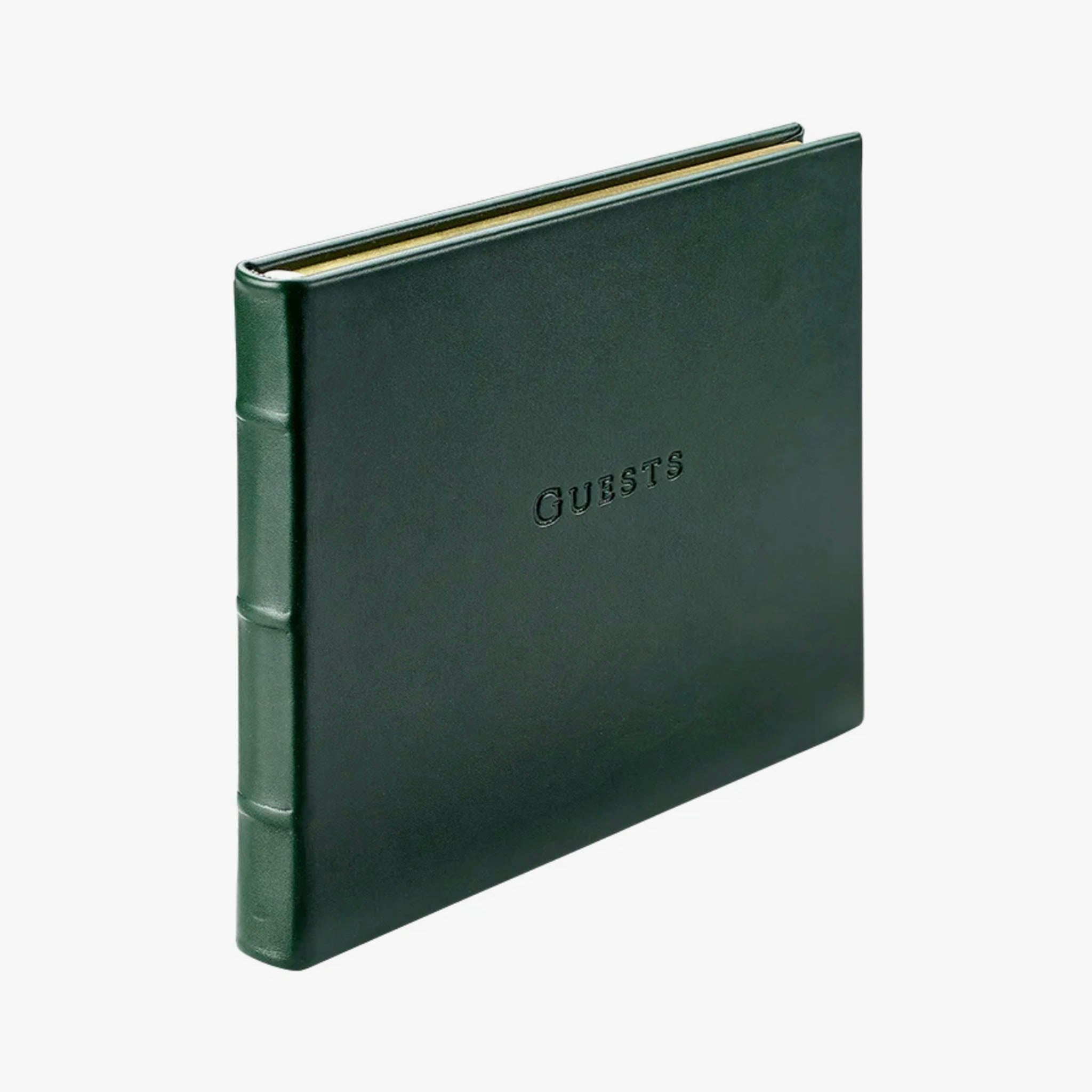Green Leather Bound Guest Book - Addison West