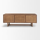 Grier Medium Brown Solid Wood with Cane Media Console on a white background