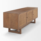 Grier Medium Brown Solid Wood with Cane Media Console on a white background