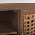 Grier Medium Brown Solid Wood with Cane Media Console on a white background