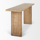 Grier Light Brown Solid Wood w/ Cane Accent Console Table on a white background