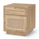 Grier Light Brown Wood with Cane Accent Table on a white background