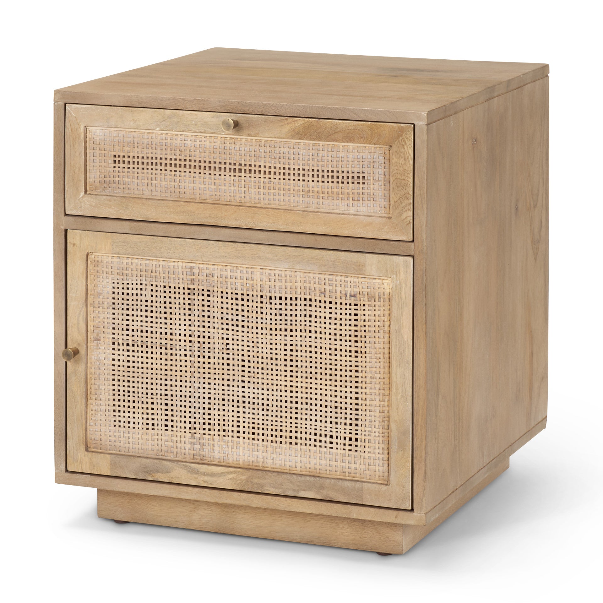 Grier Light Brown Wood with Cane Accent Table on a white background