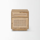 Grier Light Brown Wood with Cane Accent Table on a white background