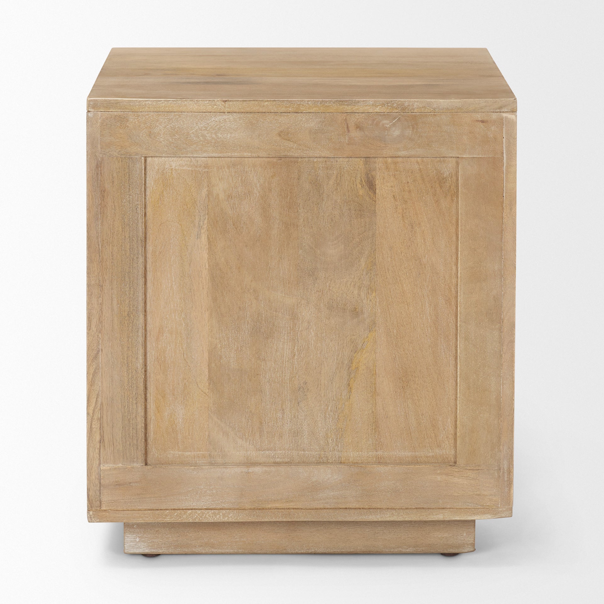 Grier Light Brown Wood with Cane Accent Table on a white background