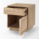 Grier Light Brown Wood with Cane Accent Table on a white background