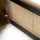 Grier Light Brown Wood with Cane Accent Table on a white background