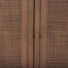 Close up of Grier Medium Brown Solid Wood with Cane Sideboard