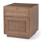 Grier Medium Brown Wood with Cane Accent Table on a white background