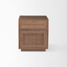 Grier Medium Brown Wood with Cane Accent Table on a white background