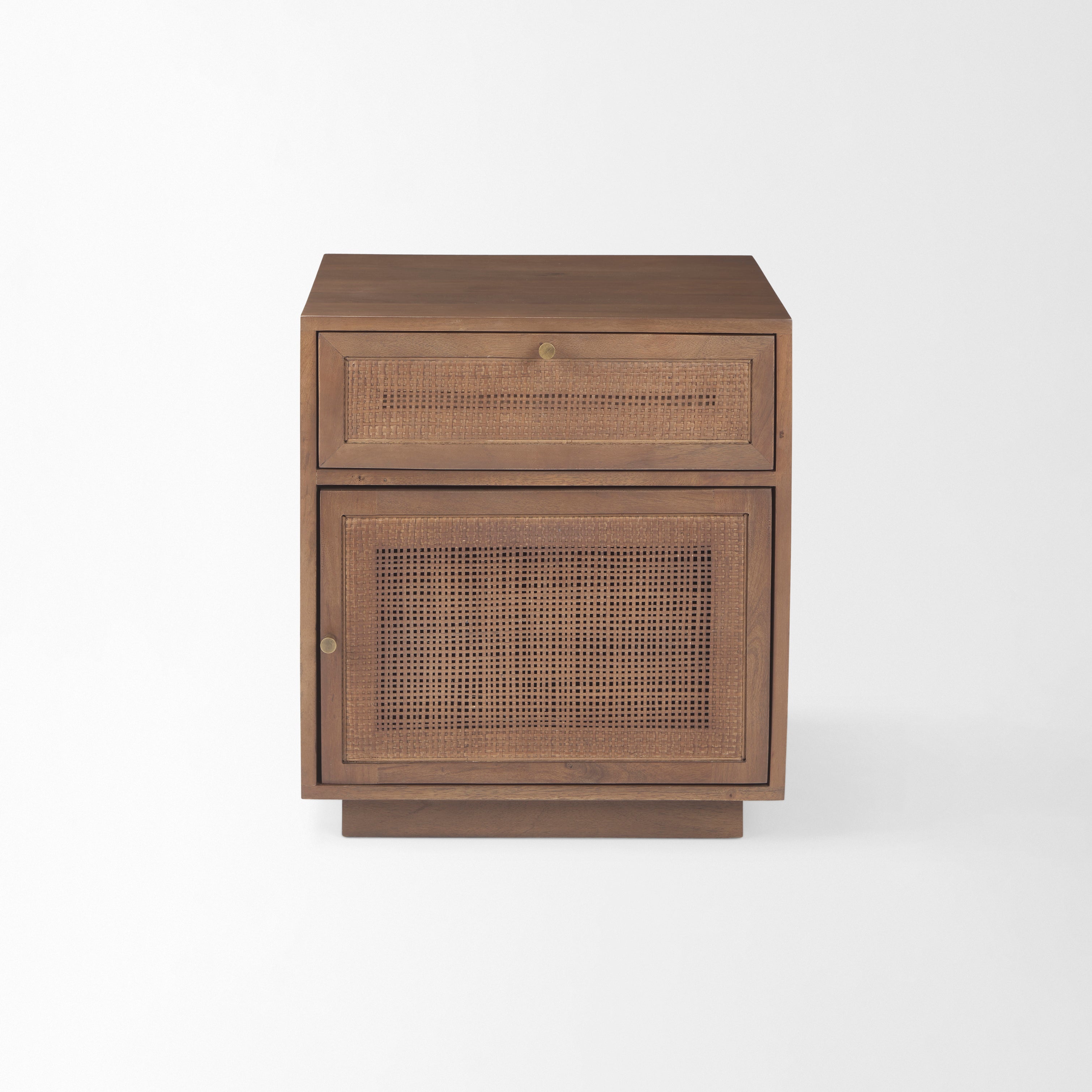 Grier Medium Brown Wood with Cane Accent Table on a white background