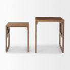 Grier Set of 2 Medium Brown Solid Wood with Cane Nesting Accent Tables on a white background