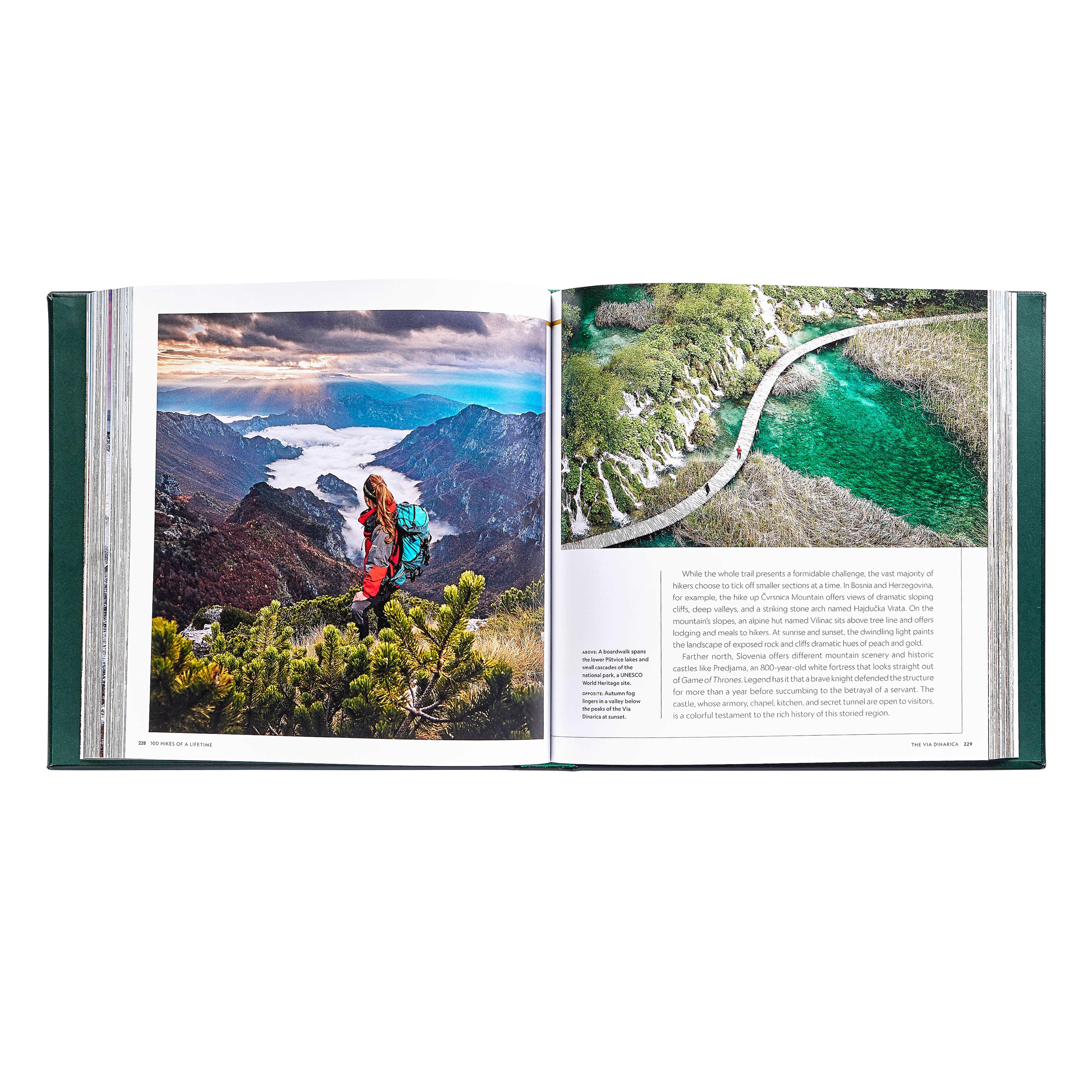 100 Hikes Of A Lifetime Leather Bound Edition on white background at Addison West.