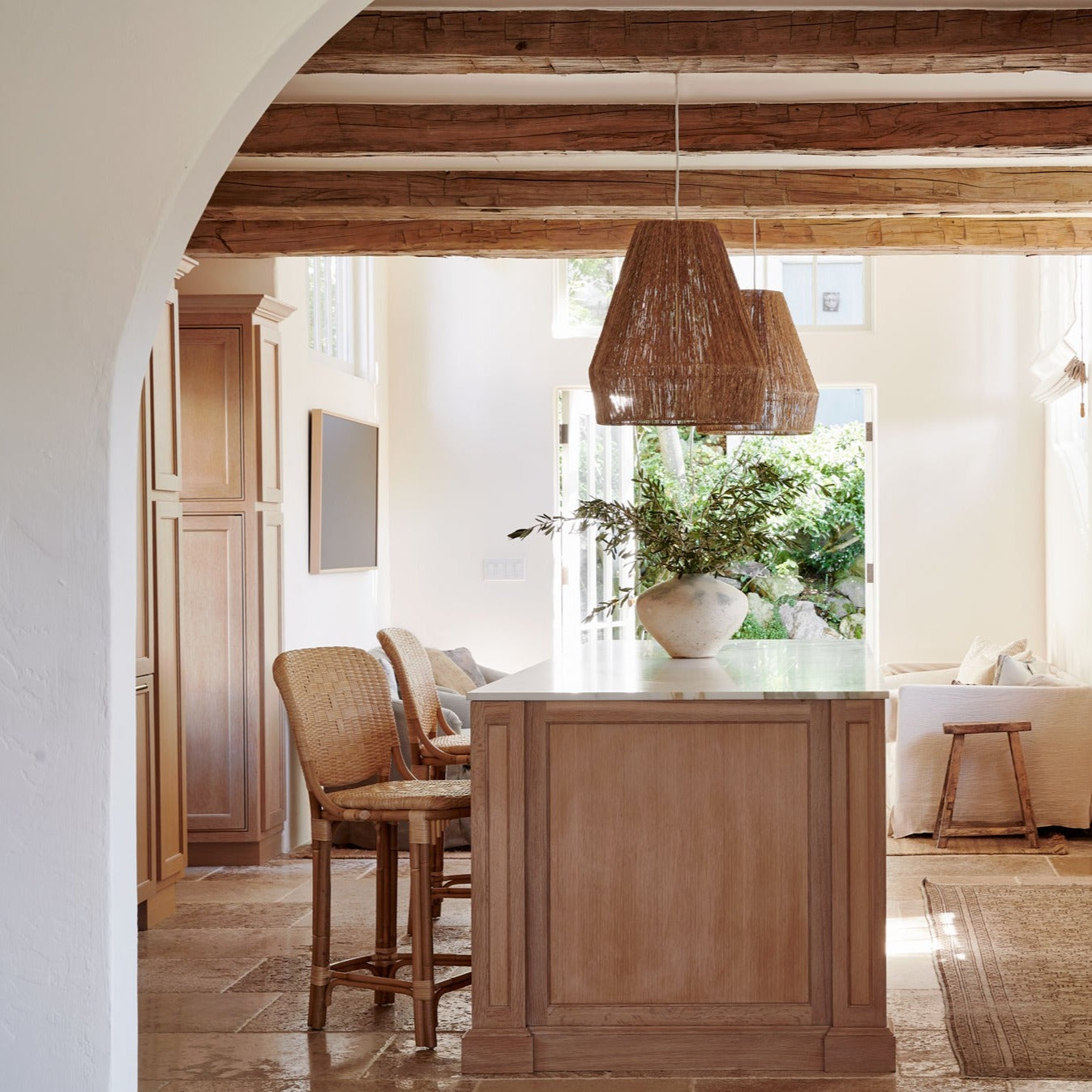 Collins Jute Pendant in a kitchen at Addison West