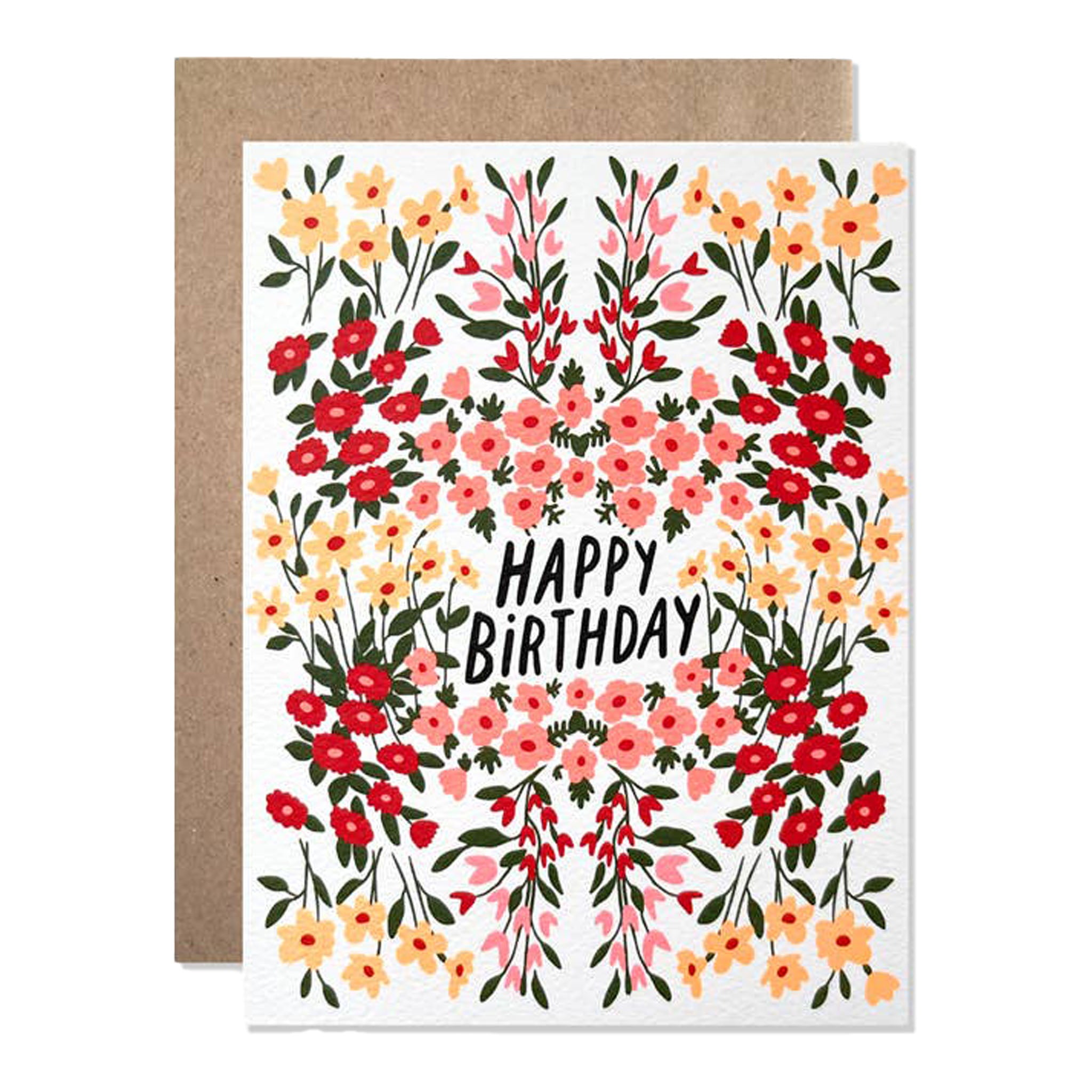 Happy Birthday Scarlet Garden Greeting Card on a white background
