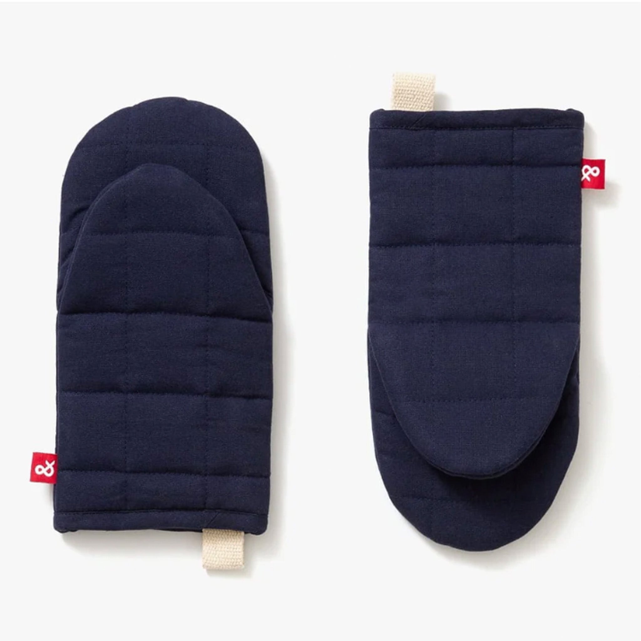 Hedley & Bennett Blueberry Blue Oven Mitts on plain background at Addison West.