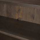 Close up of Heera Dark Brown Diamond Motif with Shelf Accent Cabinet on a white background