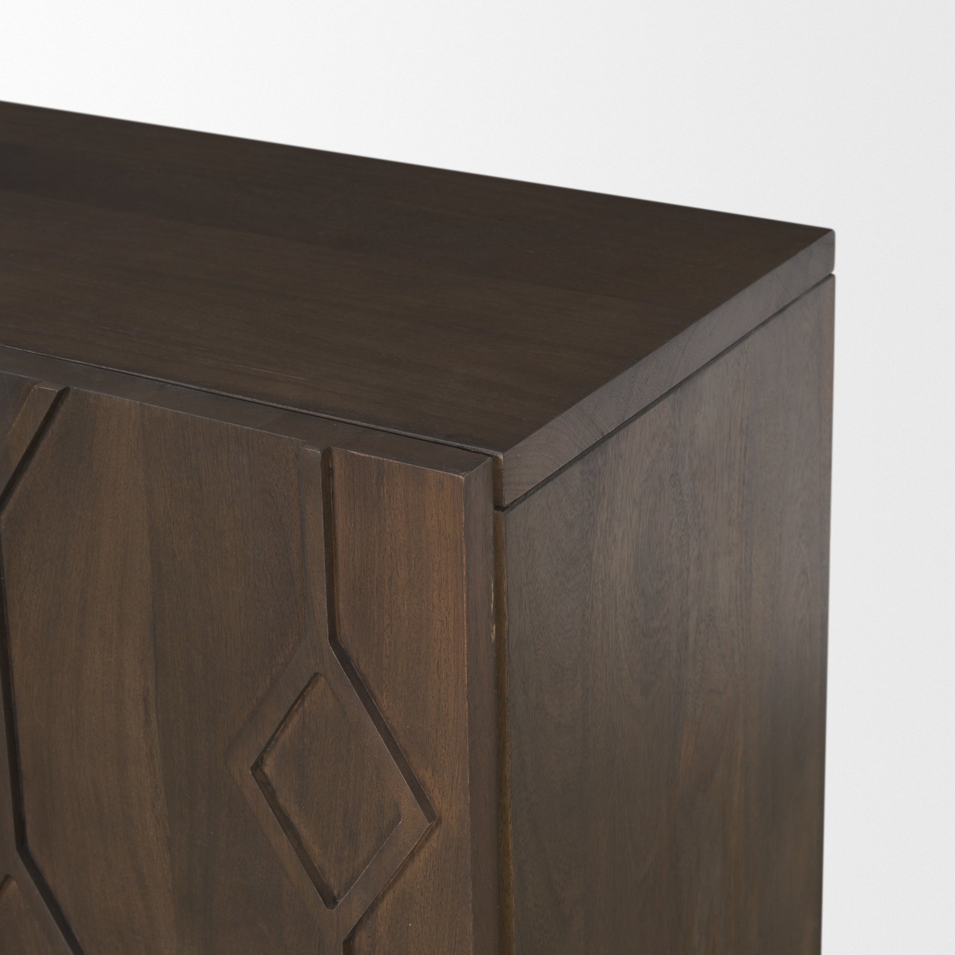 Heera Dark Brown Diamond Motif with Shelf Sideboard on a white background