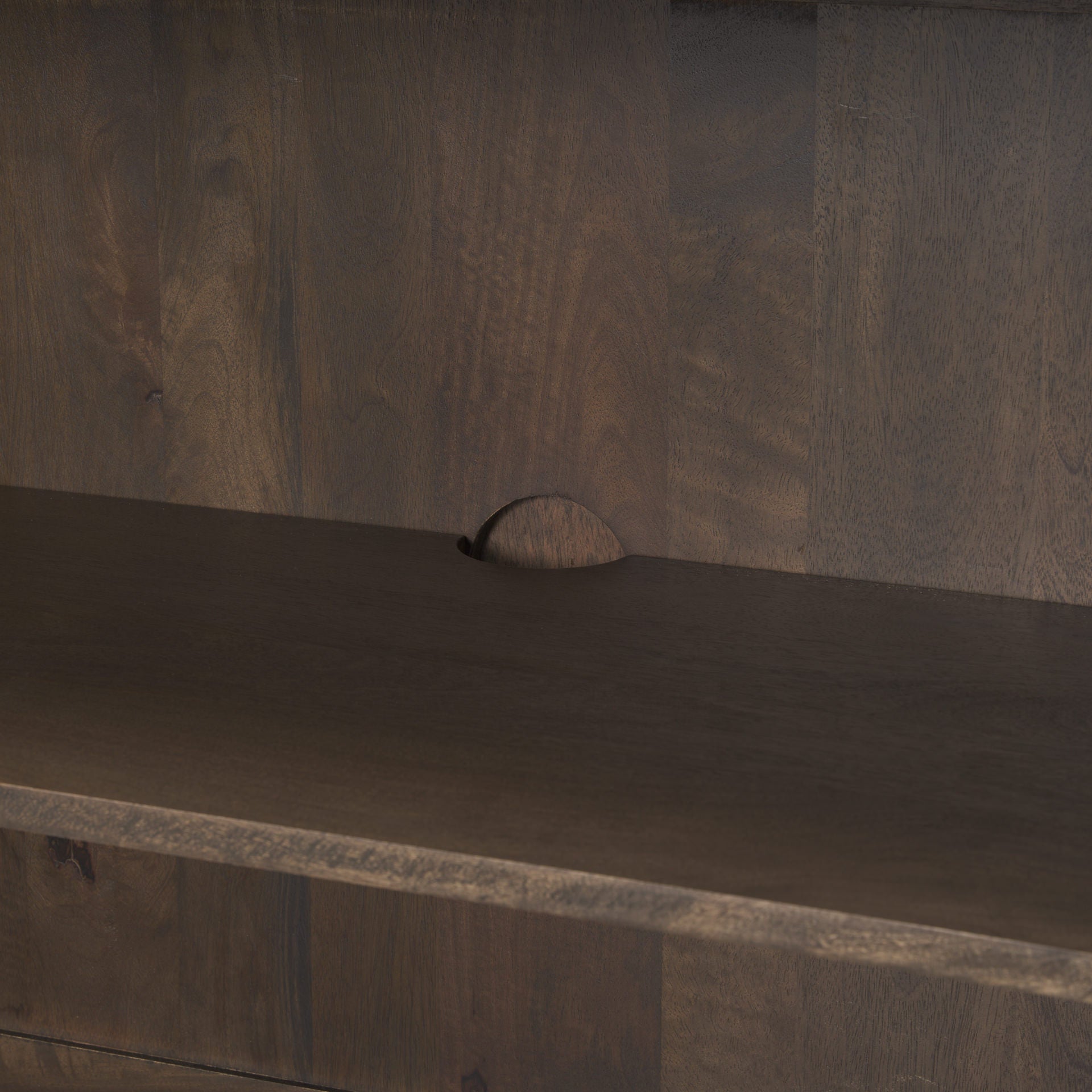 Close up of Heera Dark Brown Diamond Motif with Shelf Sideboard