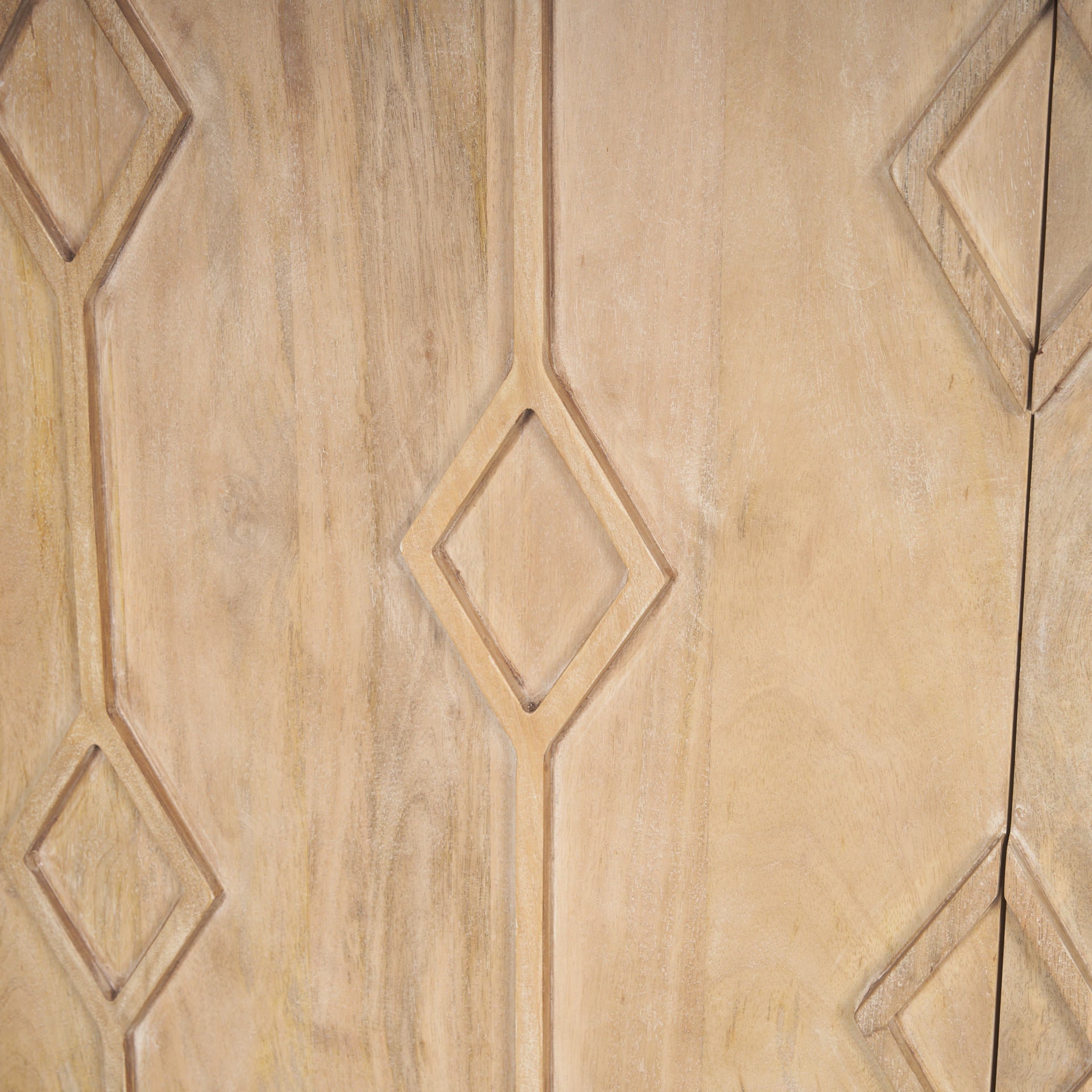 Close up of Heera Light Brown Diamond with Shelf Motif Sideboard