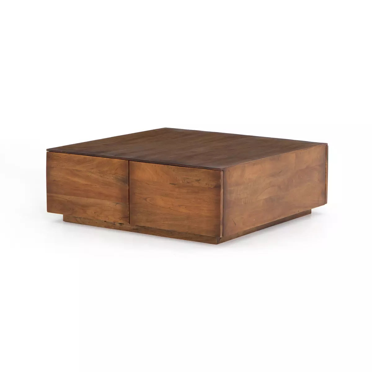 Four Hands Duncan Storage Coffee Table in Reclaimed Fruitwood on a white background