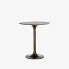 Antique rust colored 'Simone' metal counter height tulip table by four hands furniture on a white background