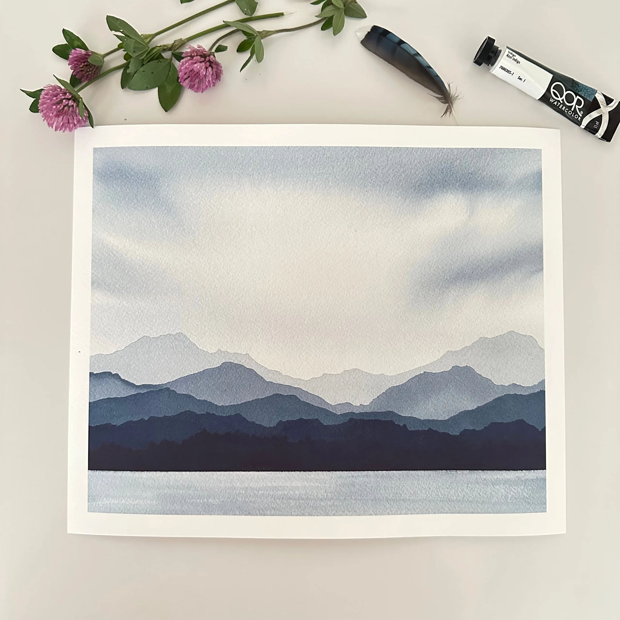 Indigo Mountains Print by Deana Allgaier 11" x 14" on a white background at Addison West