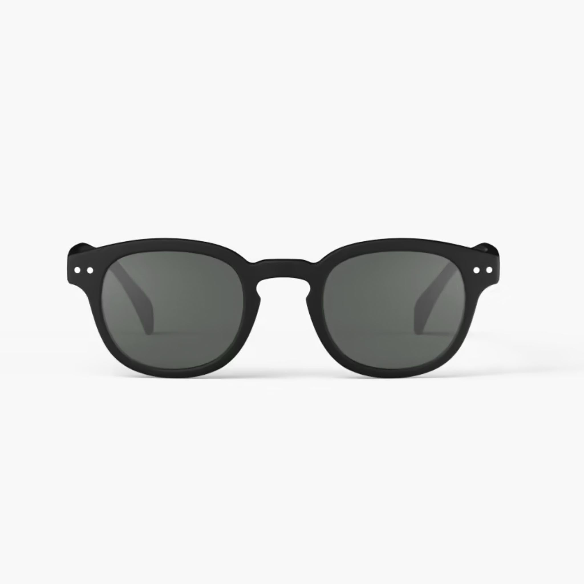 Izipizi #C Black Sunglasses on a white background at Addison West