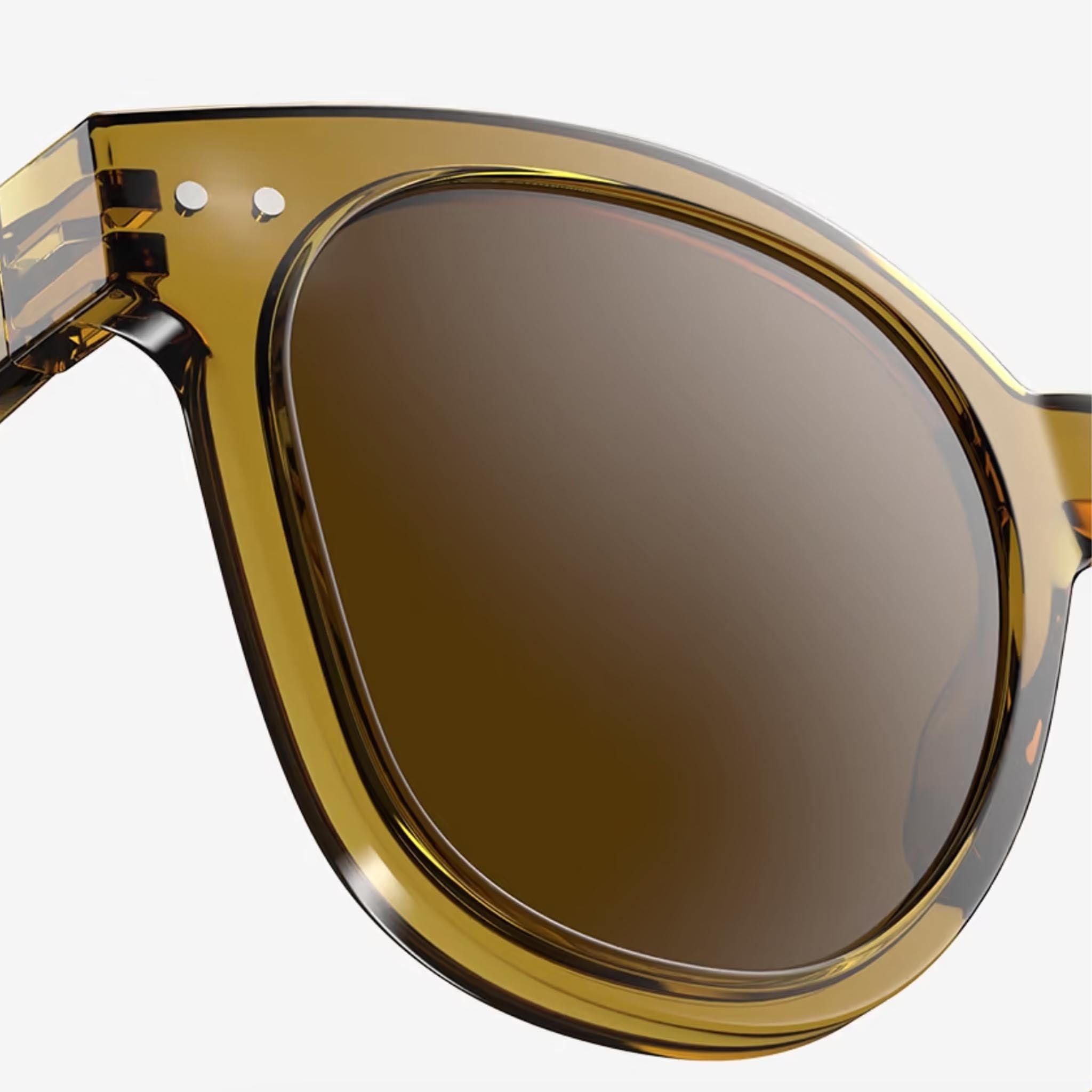 Izipizi #N Golden Green Sunglasses on a white background at Addison West