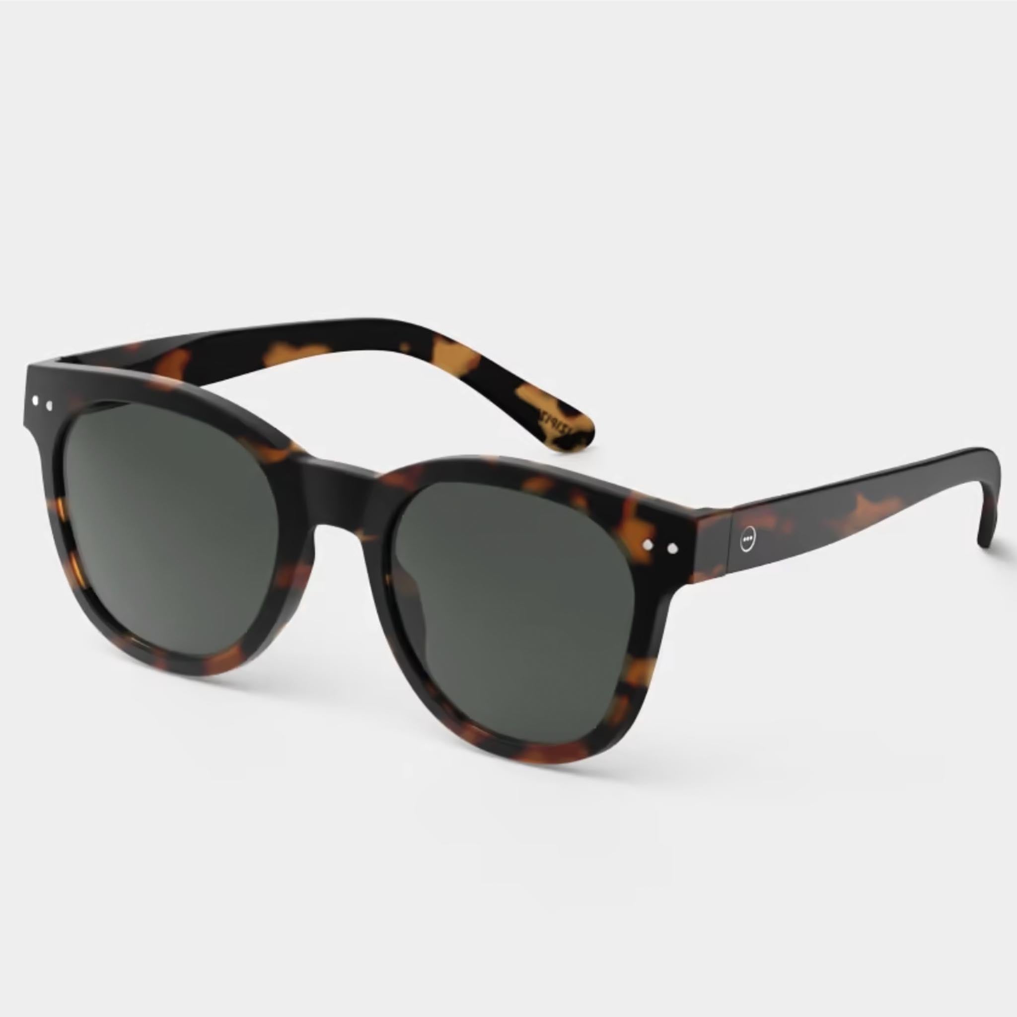 Izipizi #N Tortoise Sunglasses on a white background at Addison West