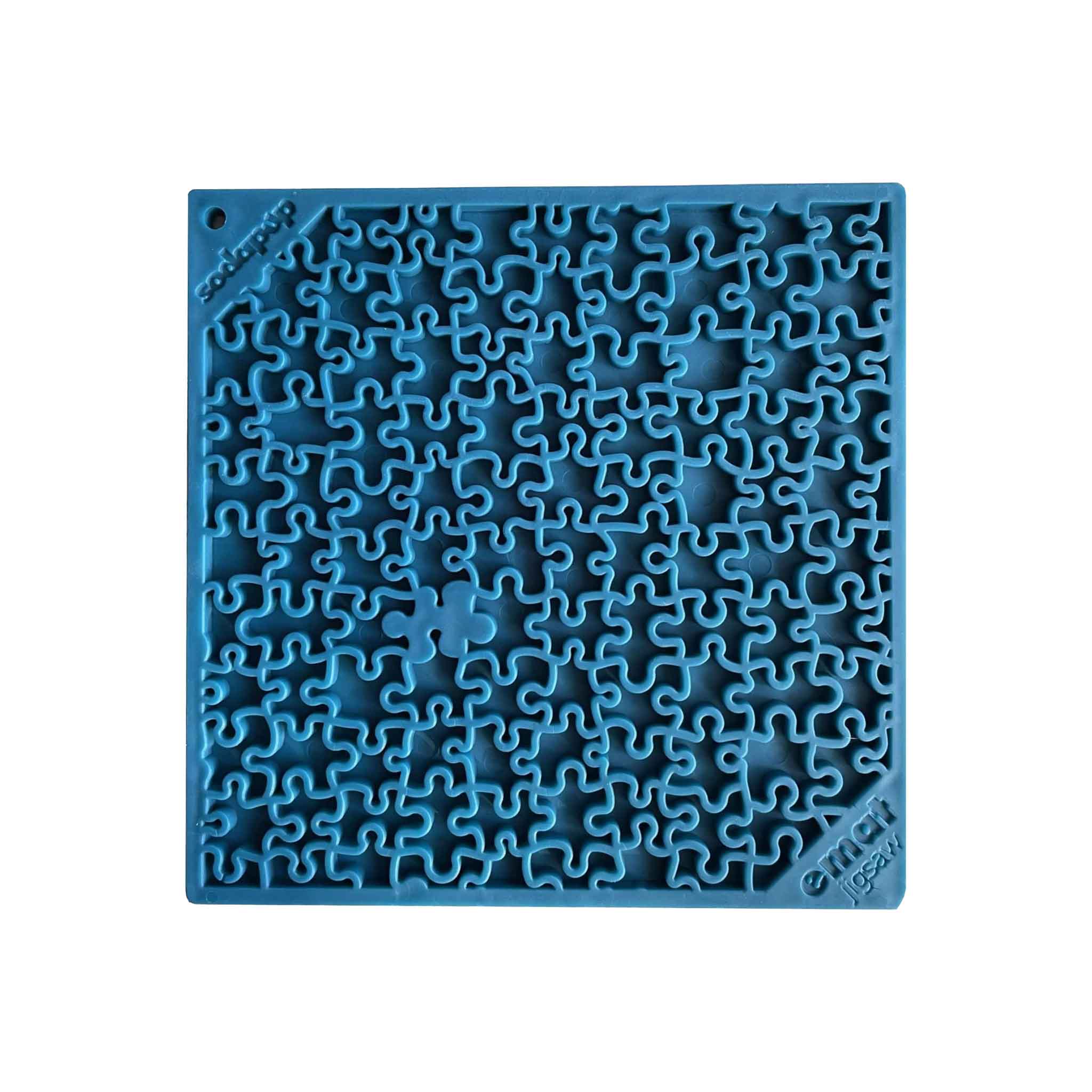 Jigsaw Design Emat Enrichment Licking Mat in Blue on a white background